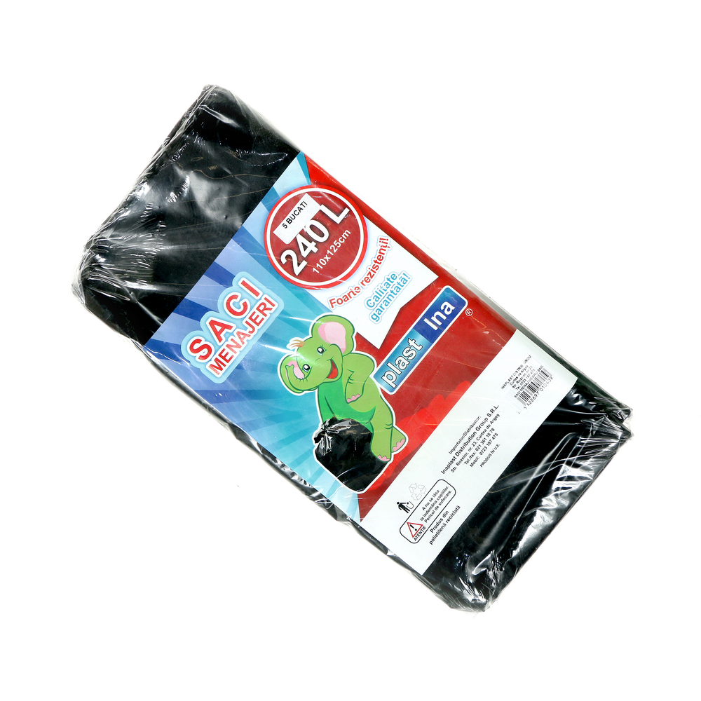 Oferte la Sac menaj Plastina, 240 l, negru, 10 buc