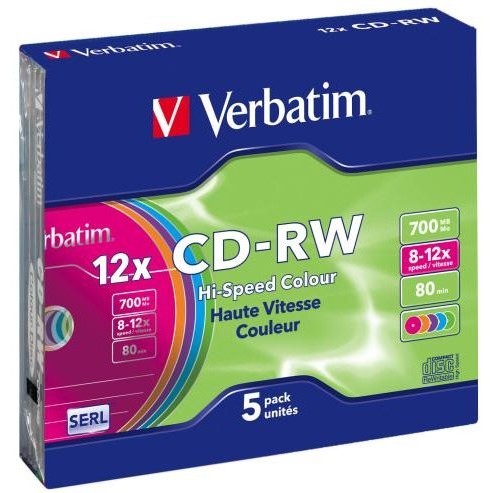 Oferte la CD-RW color Verbatim 5 bucati, 12x, 700MB