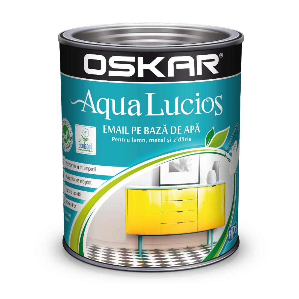 Oferte la Vopsea pentru lemn/metal/zidarie Oskar Aqua Lucios, interior/exterior, pe baza de apa, alb murdar portelan, 0.6 l
