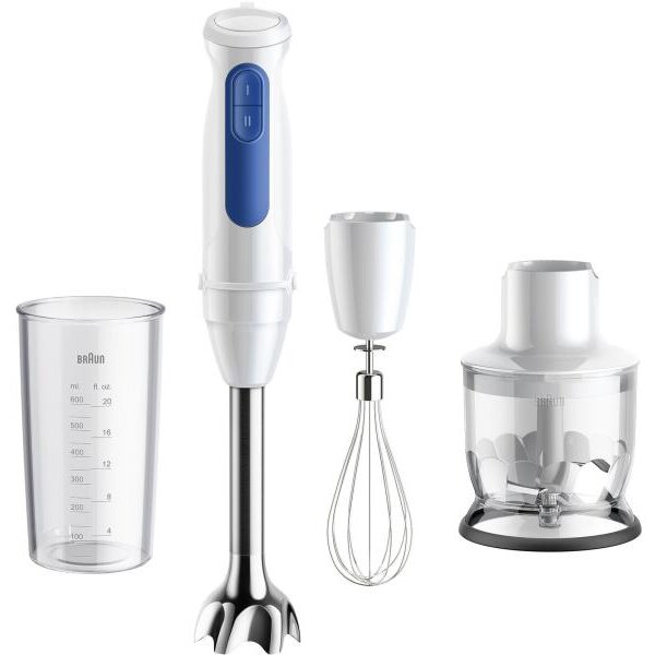 Oferte la Blender Vertical MultiQuick 3 MQ30202MWH 2 Viteze Sistem Anti-stropire Tocator 350ML Pahar Gradat 600ML 900W Alb/Albastru