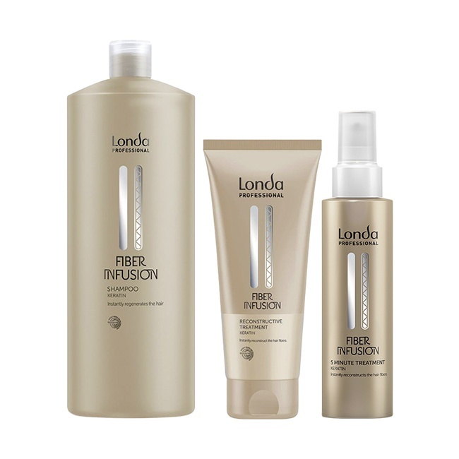 Oferte la Pachet Londa Professional Fiber Infusion – Sampon 1000 ml + Tratament Reconstructiv 200 ml + Tratament 5 Minute 100 ml