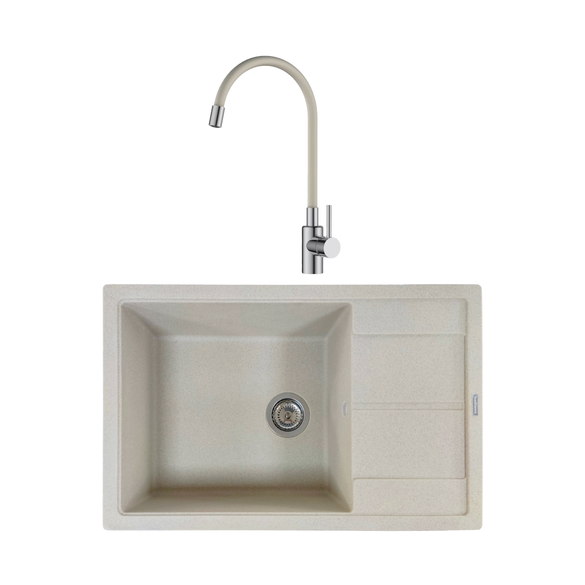 Oferte la Chiuveta de bucatarie SanDonna Iness, granit compozit, bej cu baterie flexibila Sandonna Lola, bej, 78 x 50 cm
