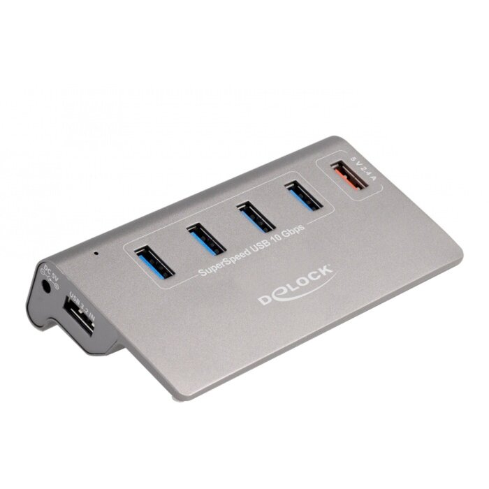 Oferte la Hub USB USB 10 Gbps hub with 4 USB Type-A ports + 1 quick charging port, USB hub (grey, incl. power supply)
