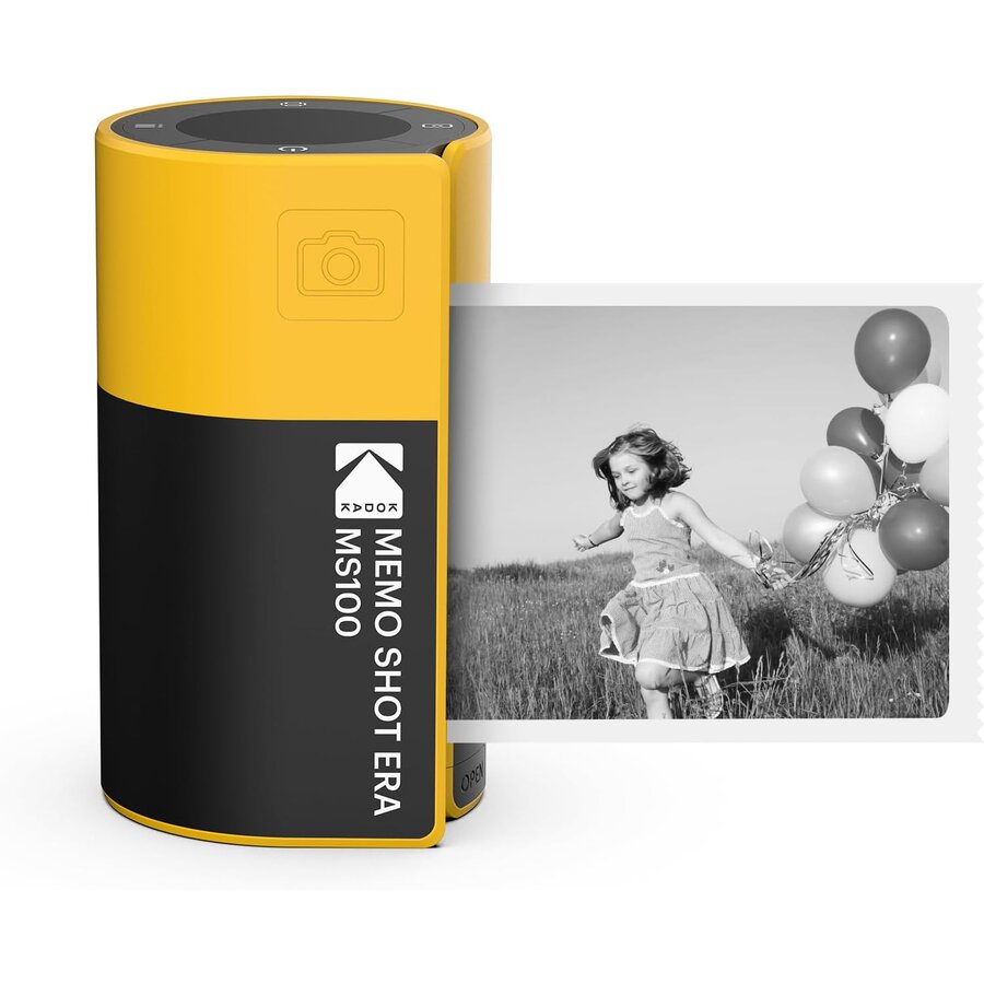 Oferte la Imprimanta de Etichete si Aparat Foto Instant 2in1 Memo Shot Era Portabil Ecran LCD Bluetooth Galben/Negru