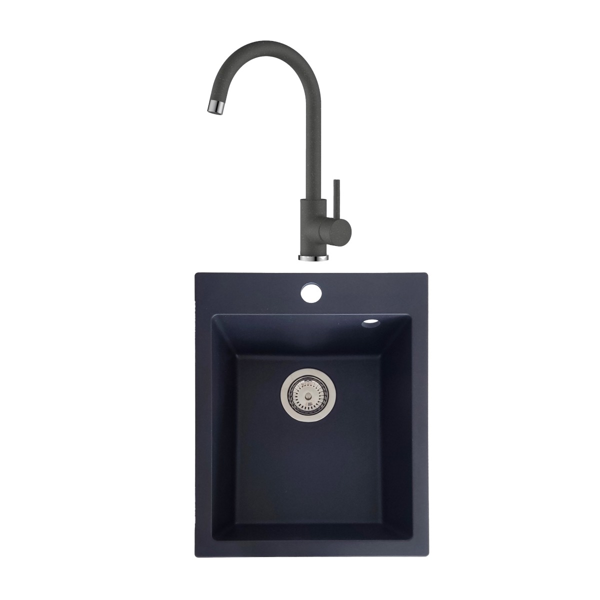 Oferte la Chiuveta de bucatarie SanDonna Vesta, granit compozit, negru cu baterie mobila Solo, negru, 40 x 50 cm