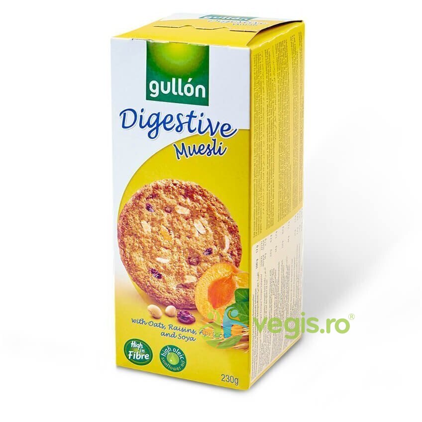 Oferte la Biscuiti Digestivi Muesli cu Ovaz, Stafide, Caise si Soia Caramelizata 230g