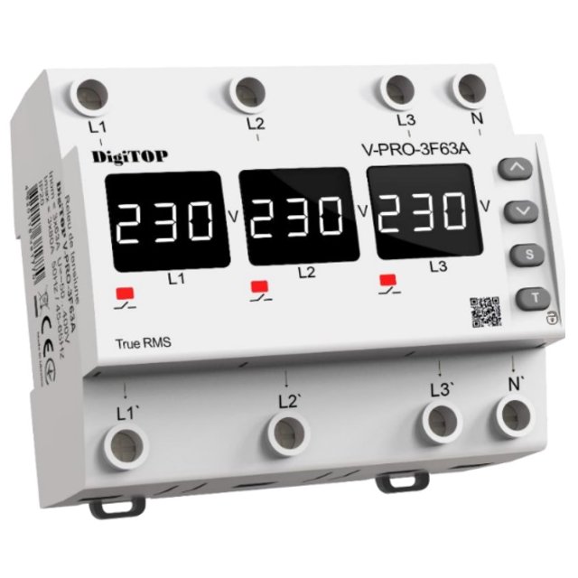 Oferte la Releu trifazic protectie tensiune minima sau maxima 63A Digitop V-PRO-3F63A / 4820118381770