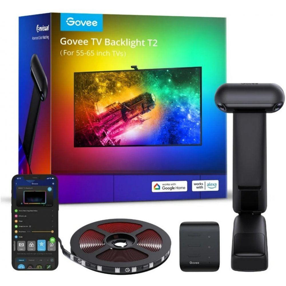 Oferte la Banda LED Govee H605C Envisual TV Backlight T2 RGBIC, Wi-Fi+Bluetooth, Dual Camera, 55-65 inch, 60 LEDs/m / 6974316992684