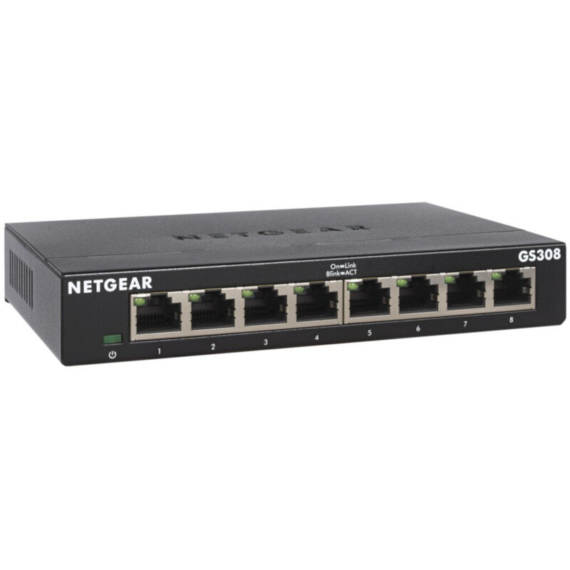 Oferte la Switch NetGear GS308v3, 8 x 10/100/1000 Mbps Gigabit Ethernet, Desktop/Wall-mount, Plug-and-Play, carcasa metal