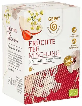 Oferte la Amestec de ceai din fructe bio si fairtrade, 40g 20 pliculete a 2g Gepa
