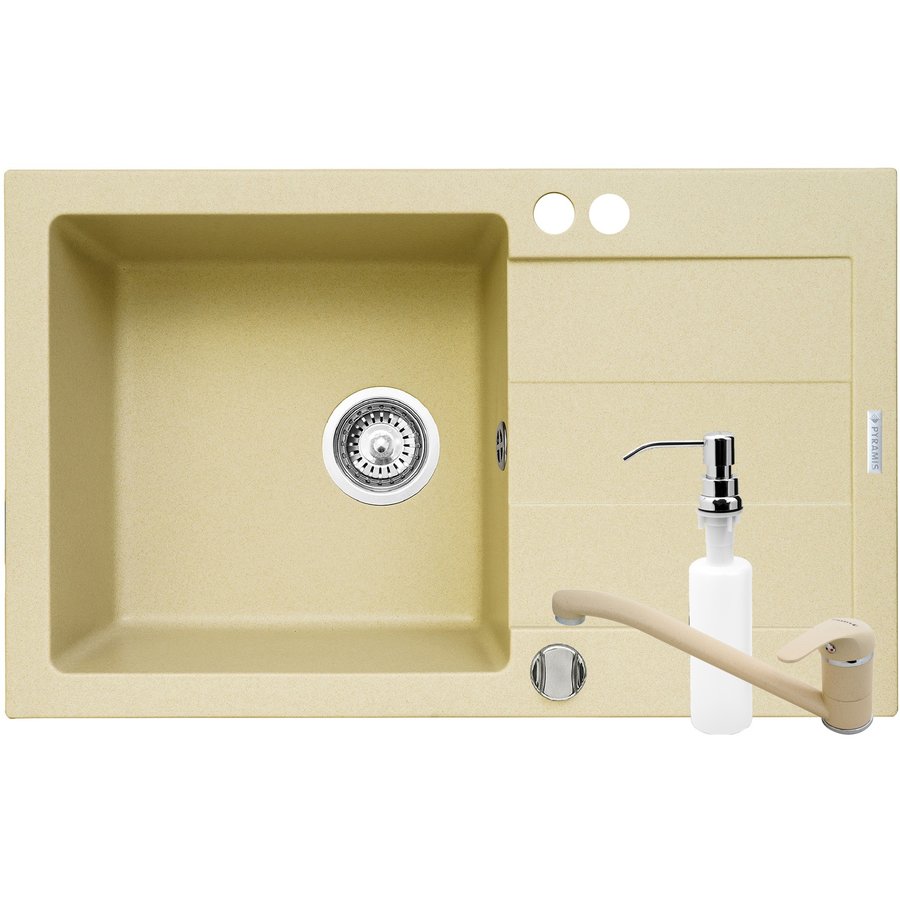 Oferte la Set 3 in 1 Chiuveta granit Cristal Plus 1B 1D ST + Baterie + Dozator Crem