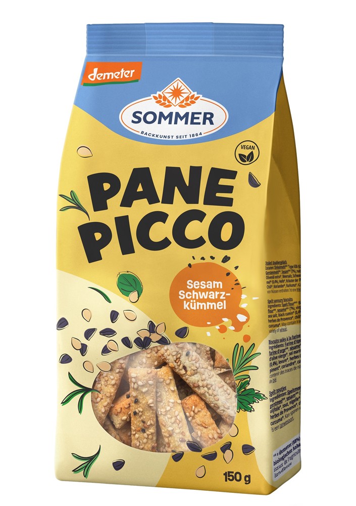 Oferte la Panne Picco Mini grisine bio cu susan si chimen negru, demeter 150g Sommer