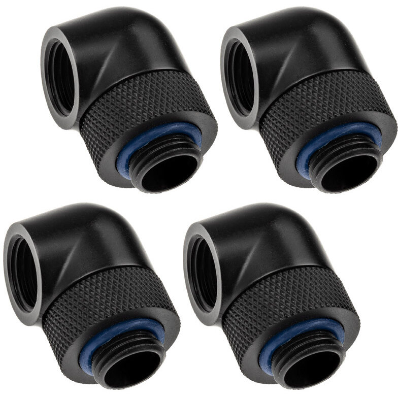 Oferte la Adaptor Racirea  Apa x4  90 Grade G1/4inch  Alama Nichelata  Diametru 22mm Negru