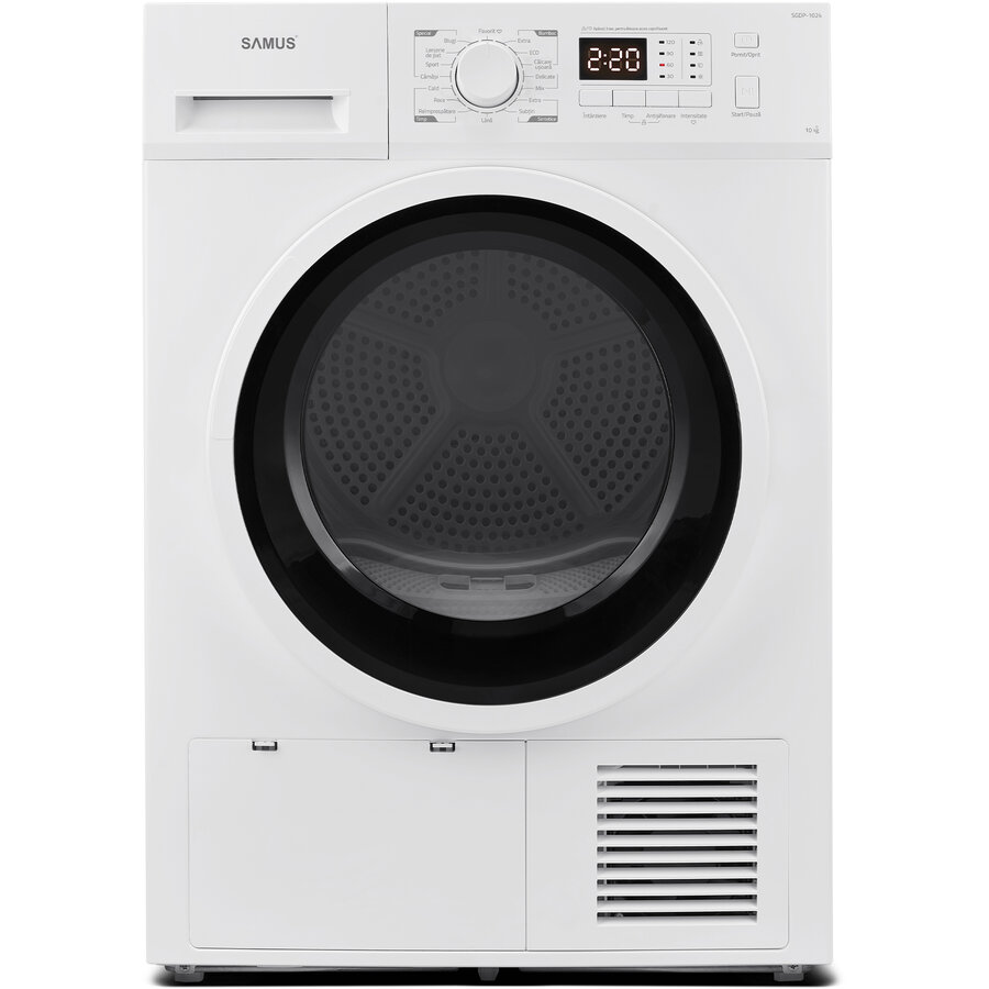 Oferte la Uscator de Rufe cu Pompa de Caldura SGDP-1024 10KG 16 Programe Reglare Nivel Uscare Clasa D Alb