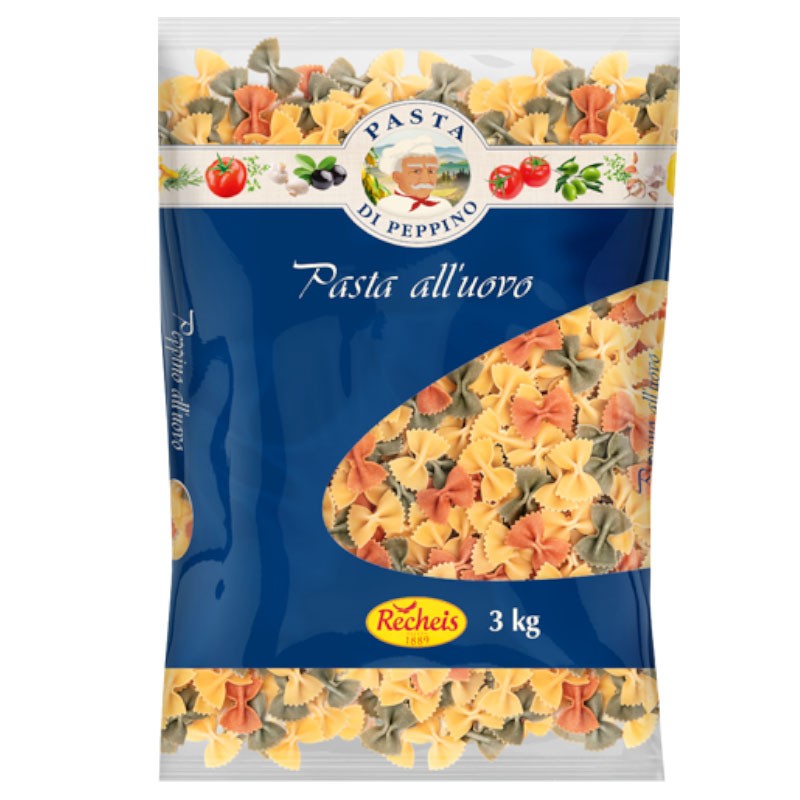 Oferte la Farfale tricolore din grau dur cu ou, 3kg, Recheis