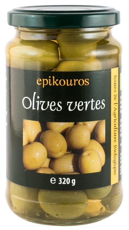 Oferte la Masline verzi bio cu samburi in saramura, 320g Epikouros