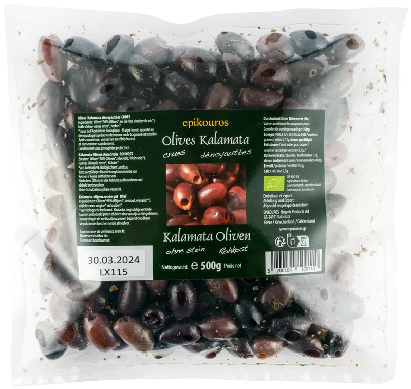Oferte la Masline kalamata bio, crude, fara samburi, 500g Epikouros