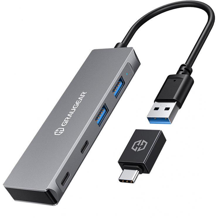 Oferte la Adaptor 2x USB-A  2x USB-C 1x USB-A  155mm Gri