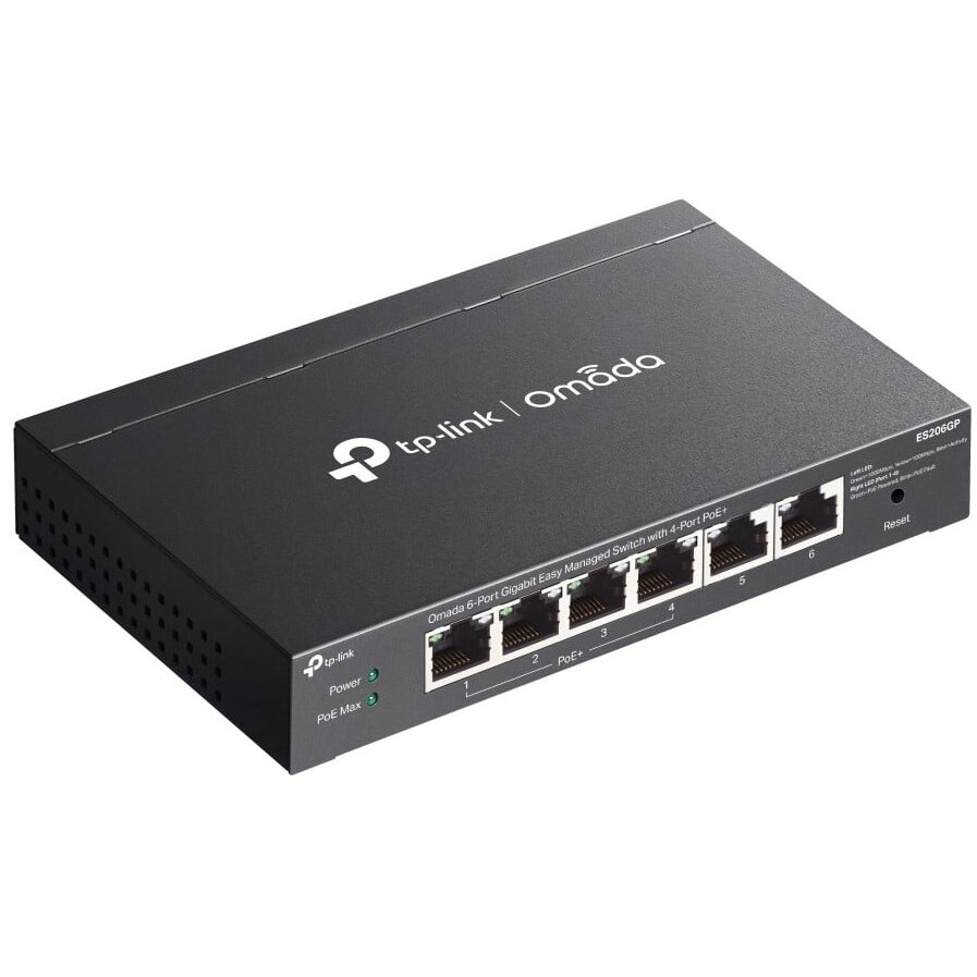Switch Omada ES206GP Easy Managed 4x Gigabit PoE+ 2x Gigabit RJ45 Negru