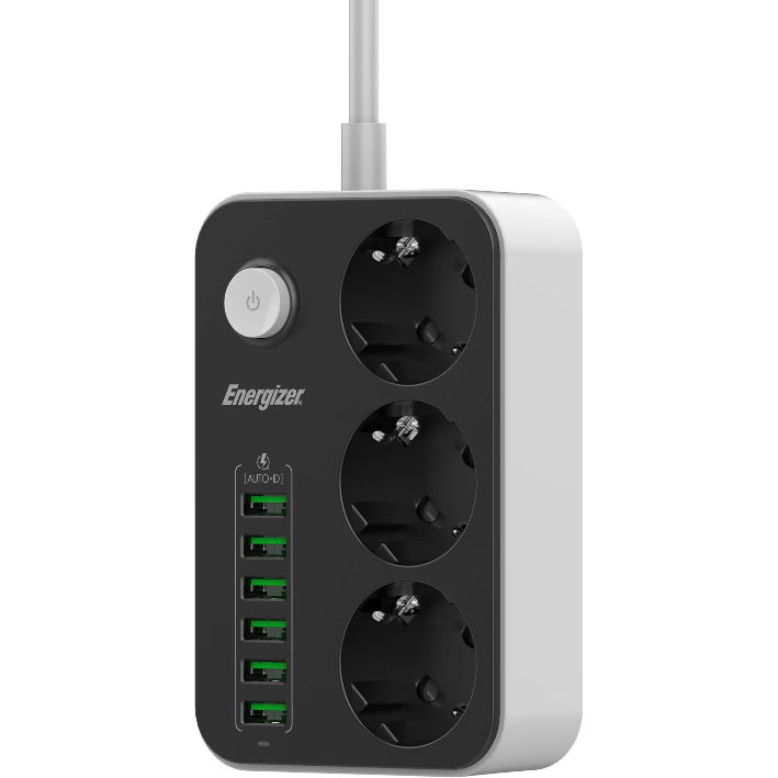 Oferte la Prelungitor Max 3 x AC Schuko + 6 x USB-A 2500W 10A 2m Negru