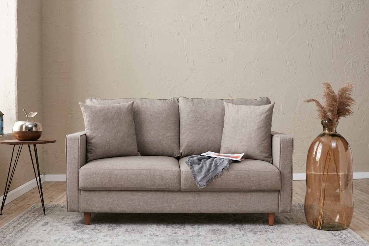 Oferte la Canapea Tapitata cu 2 Locuri Eva - Cream 155 X 82 X 90
