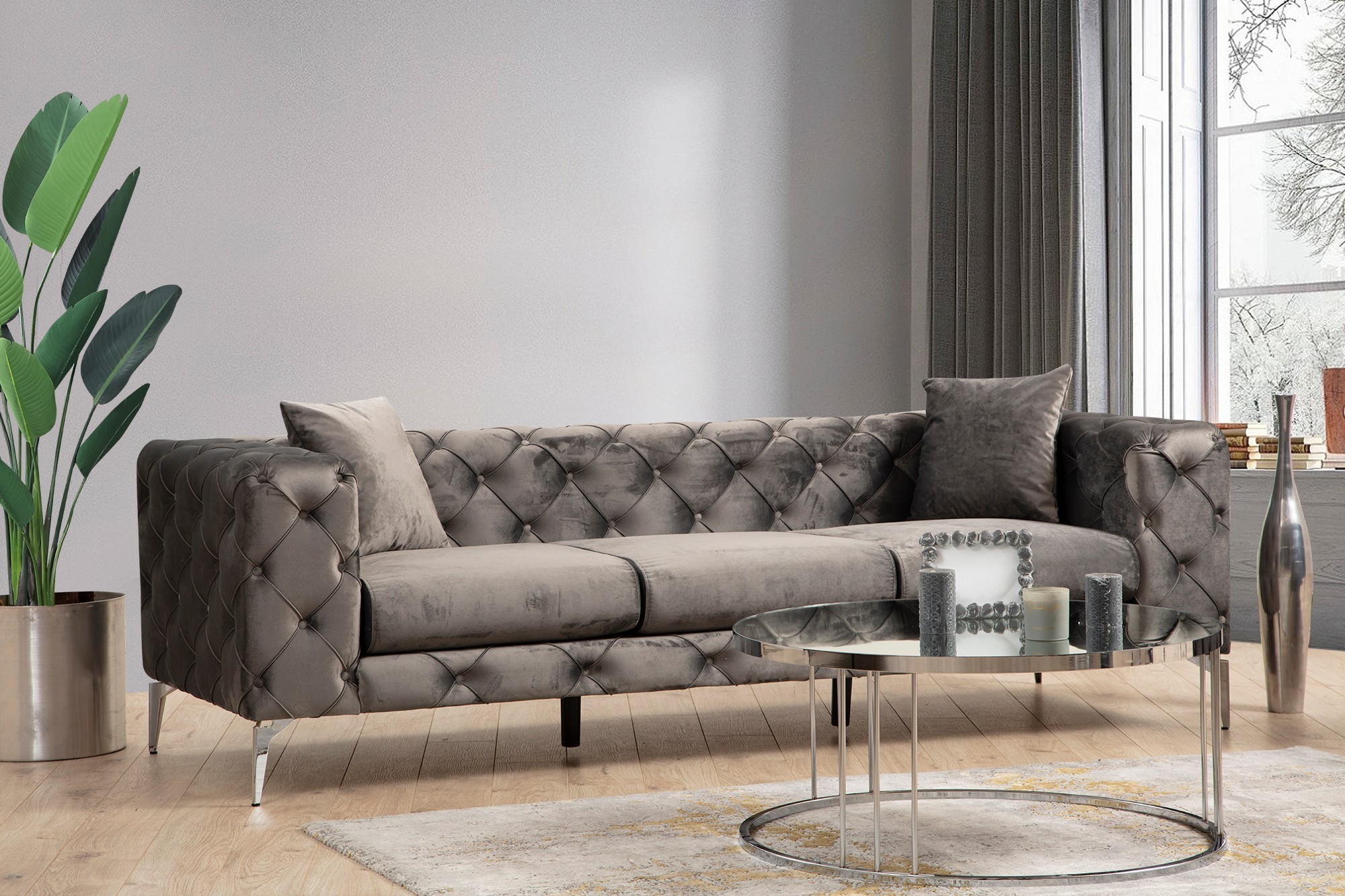 Oferte la Canapea Tapitata cu 3 Locuri Como 3 Seater - Anthracite 237 X 70 X 90