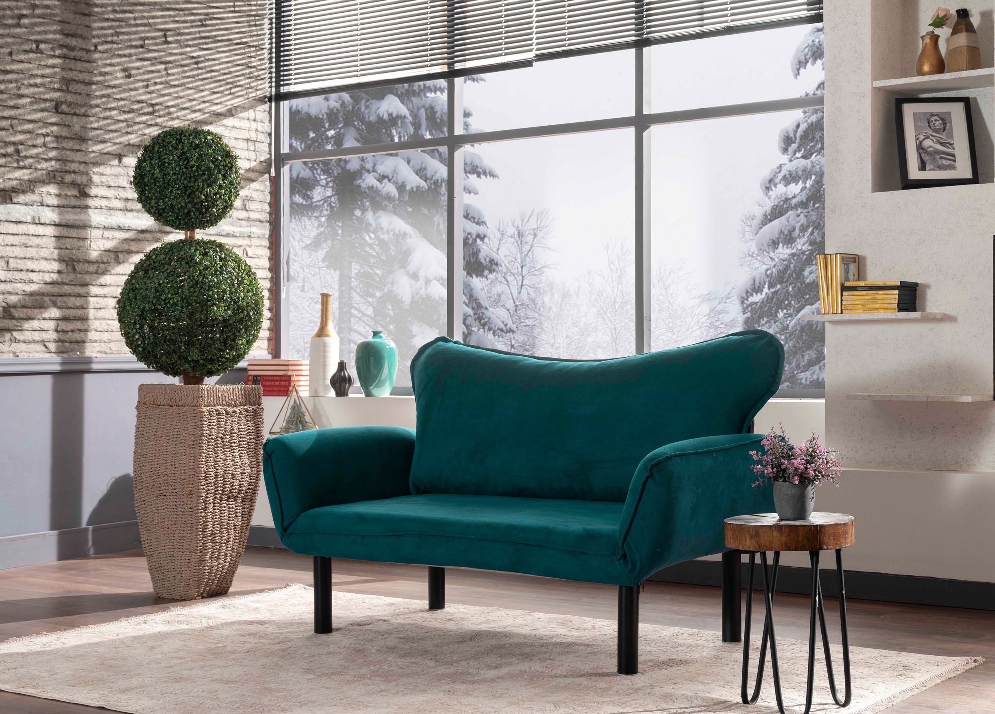 Oferte la Canapea 2 Locuri Chatto - Petrol Blue 140 X 70 X 65