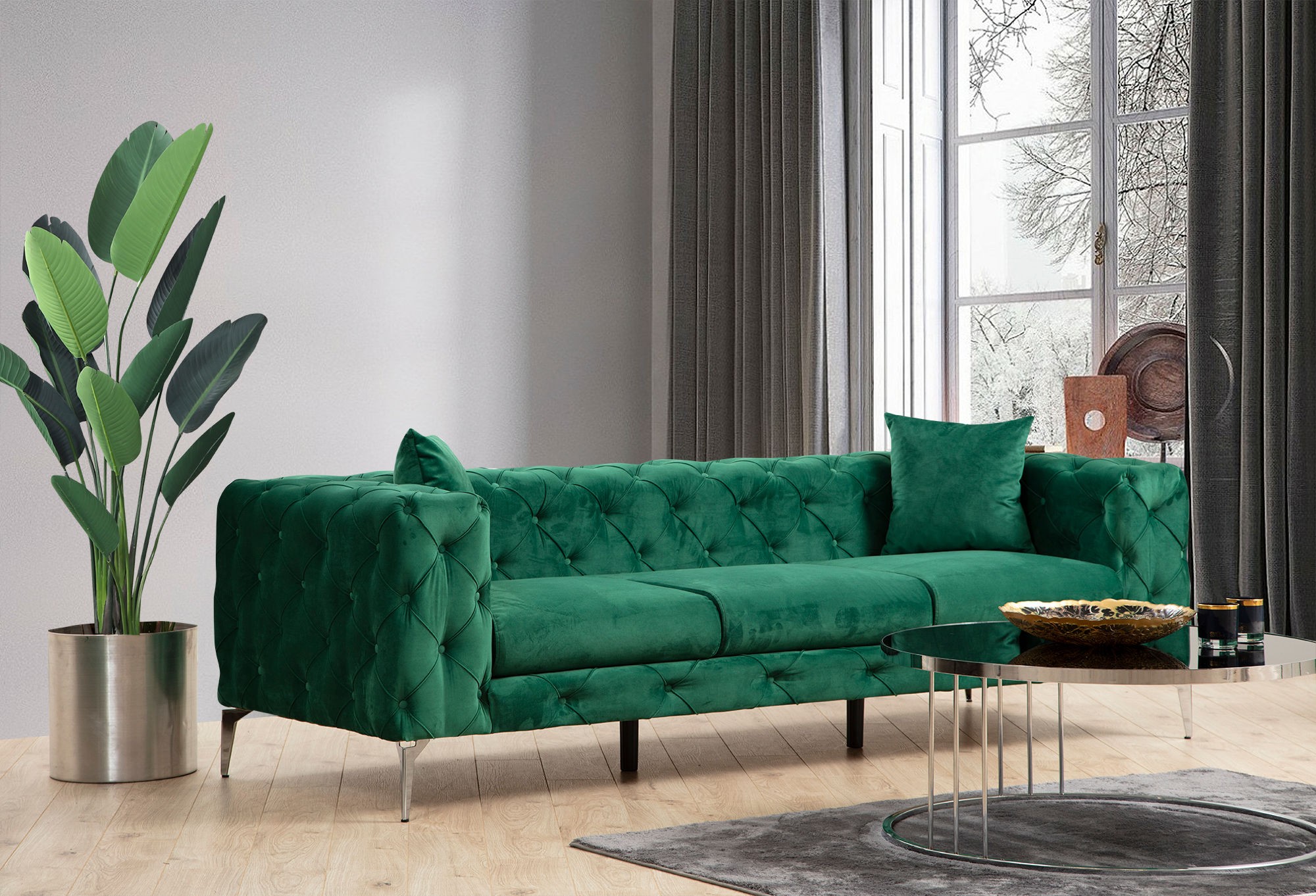Oferte la Canapea Tapitata cu 3 Locuri Como - Green