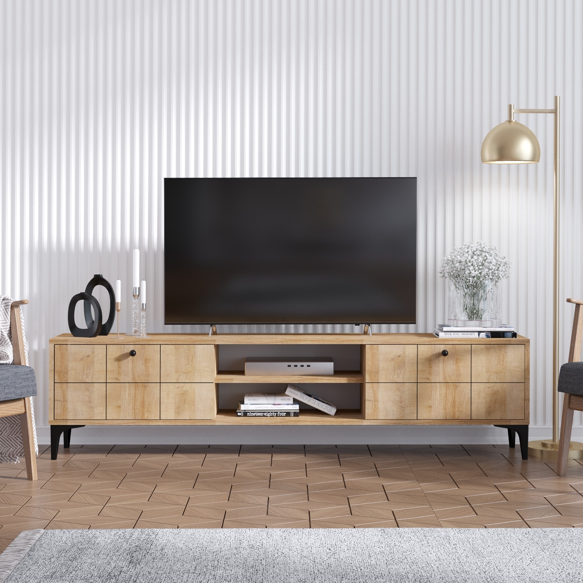 Oferte la Comoda TV moderna Culoare Stejar 180 X 55 X 31 Hera