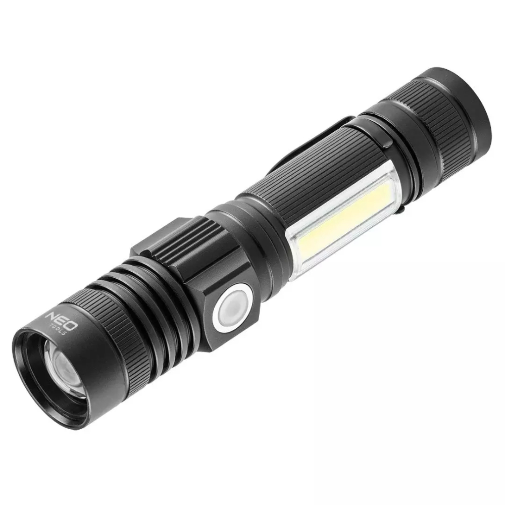 Lanterna Neo Tools 99-033 Led Cree T6 COB, 10 W, 800 lm, 4 moduri iluminare, cablu USB