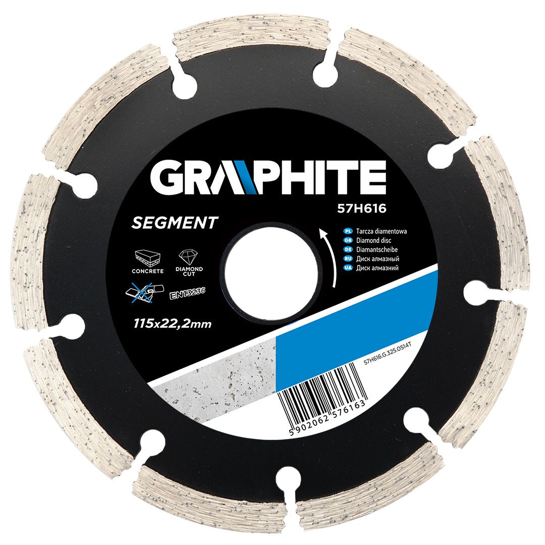 Oferte la Disc diamantat segmentat, Graphite, 115 x 22.2 x 2.1 mm