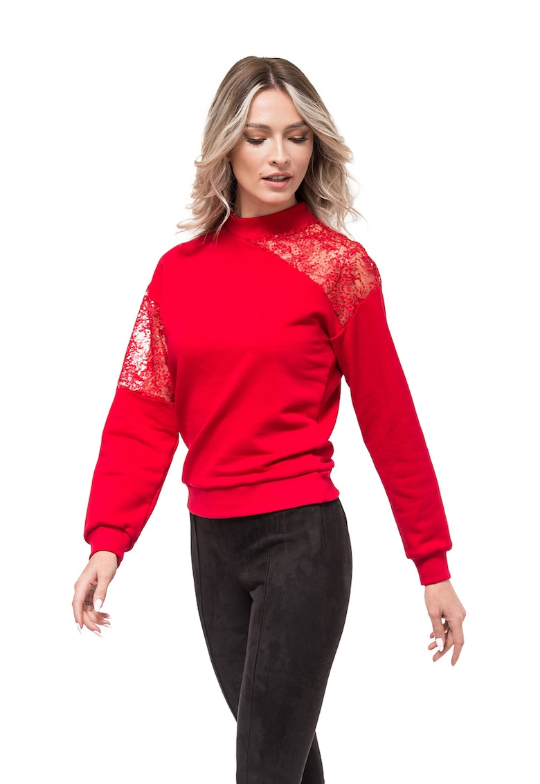Oferte la Bluza cu insertii din dantela Tania - Rosu