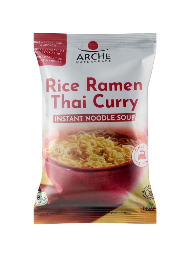 Oferte la Taitei Ramen bio instant din orez Thai Curry, 72g Arche