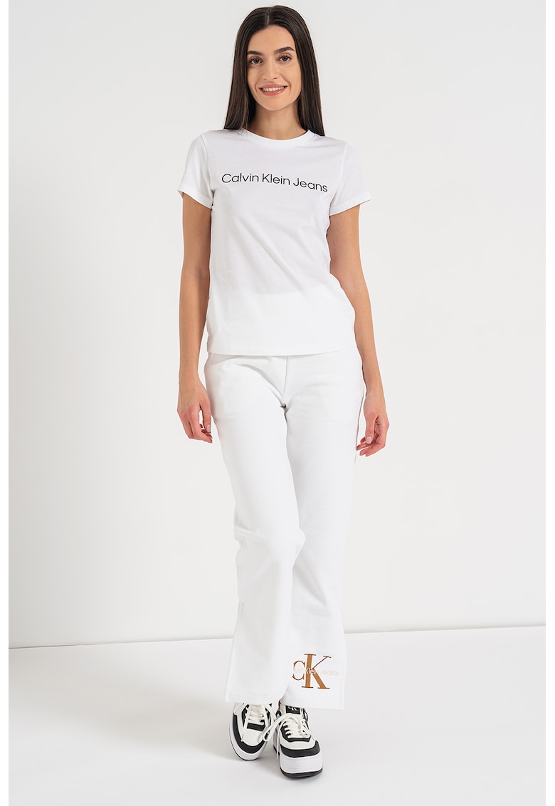 Oferte la Tricou slim fit cu decolteu la baza gatului - Alb
