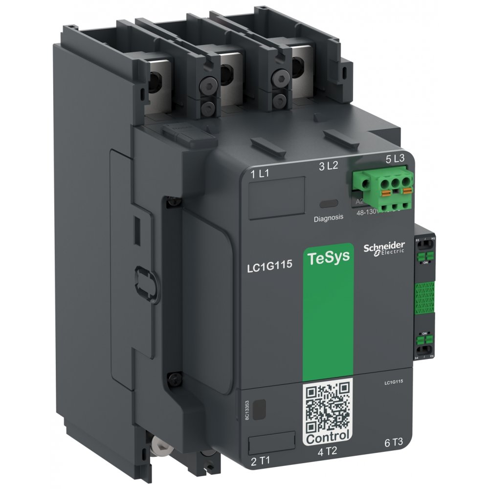 Contactor de putere mare, TeSys Giga, versiune standard, 3 poli/NO, AC-3 =440V 185A, bobina 100-250VAC/DC Scheneider LC1G185KUEN