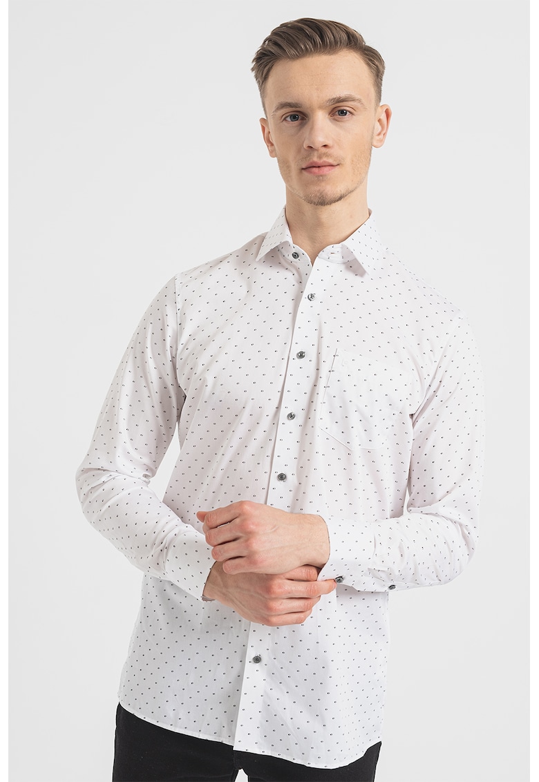 Oferte la Camasa de bumbac cu model grafic - Alb/Negru