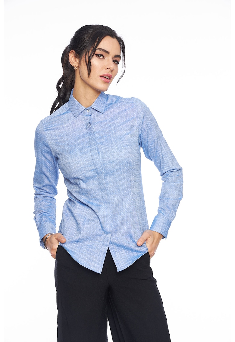 Oferte la Camasa slim fit cu terminatie rotunjita - Albastru lavanda