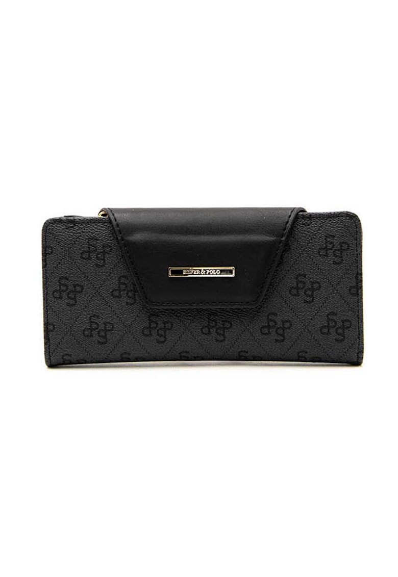 Oferte la Portofel de piele ecologica cu logo - Negru