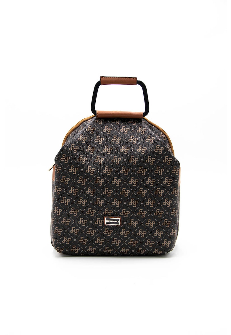 Oferte la Rucsac cu logo si fermoar - Negru/Maro deschis