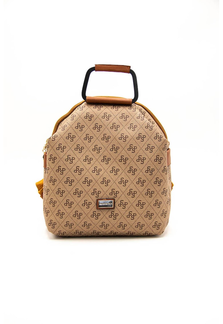 Oferte la Rucsac cu logo si fermoar - Maro scortisoara/Maro deschis