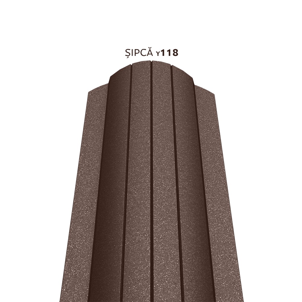 Oferte la Sipca metalica gard Caretta Vertical Y118, maro RAL 8017, mat structurat, finisaj Fresco Duo, 0.5 mm, 1500 x 118 mm