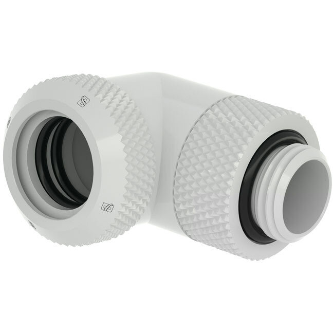 Oferte la Adaptor Racirea  Apa 90 Grade G1/4inch  Alama Nichelata Rotativ 14mm Alb