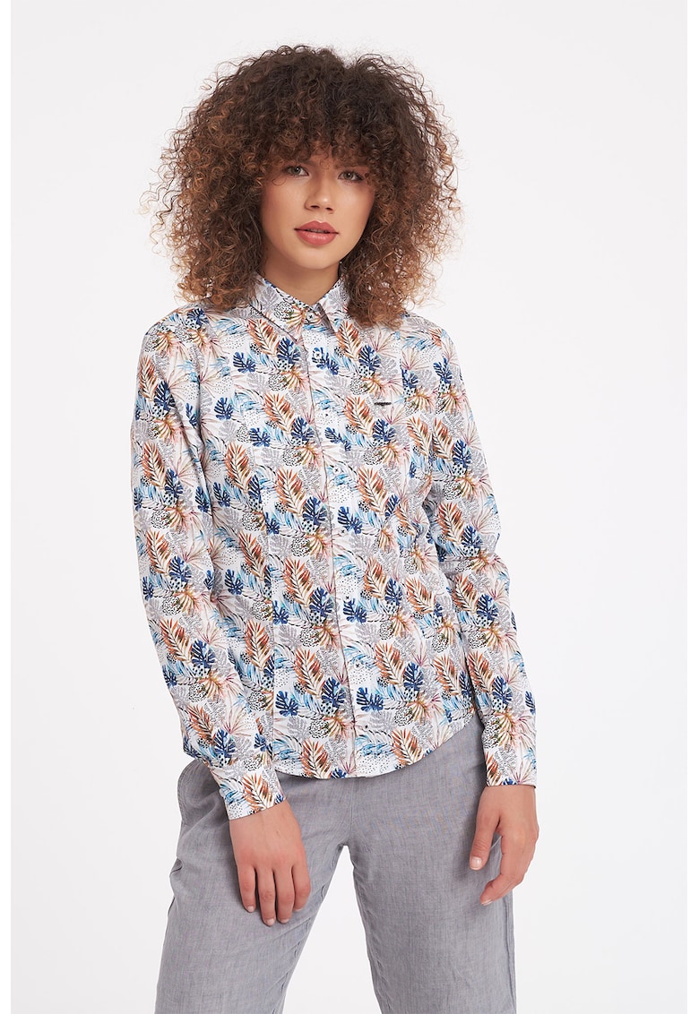 Oferte la Camasa slim fit cu imprimeu tropical - Alb/Albastru