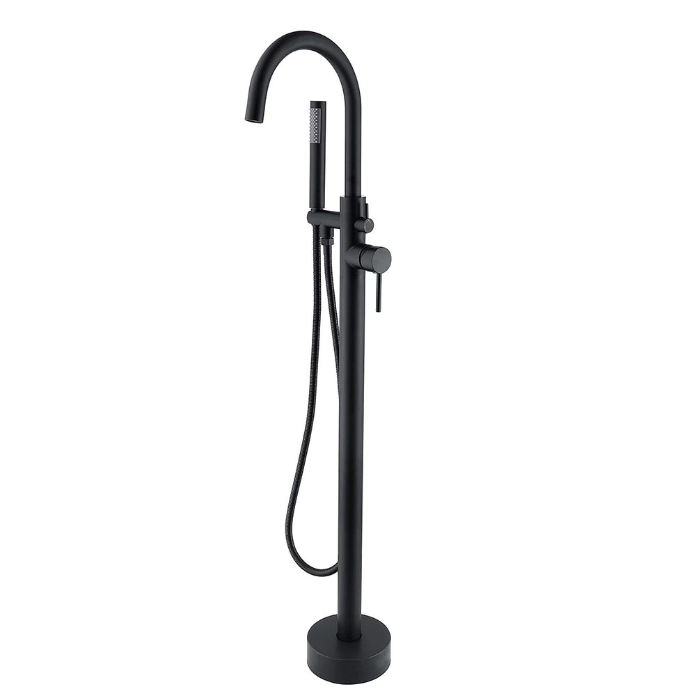 Oferte la Baterie cada freestanding Axys Seel, fixare in podea, alama, negru, monocomanda, 109 x 95.5 x 16 cm