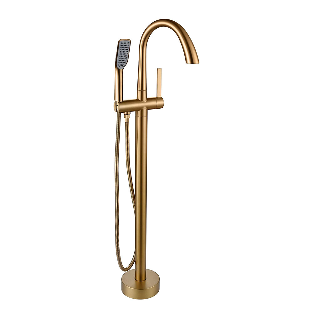 Oferte la Baterie cada freestanding Axys Seel, fixare in podea, alama, auriu, monocomanda, 109 x 95.5 x 16 cm