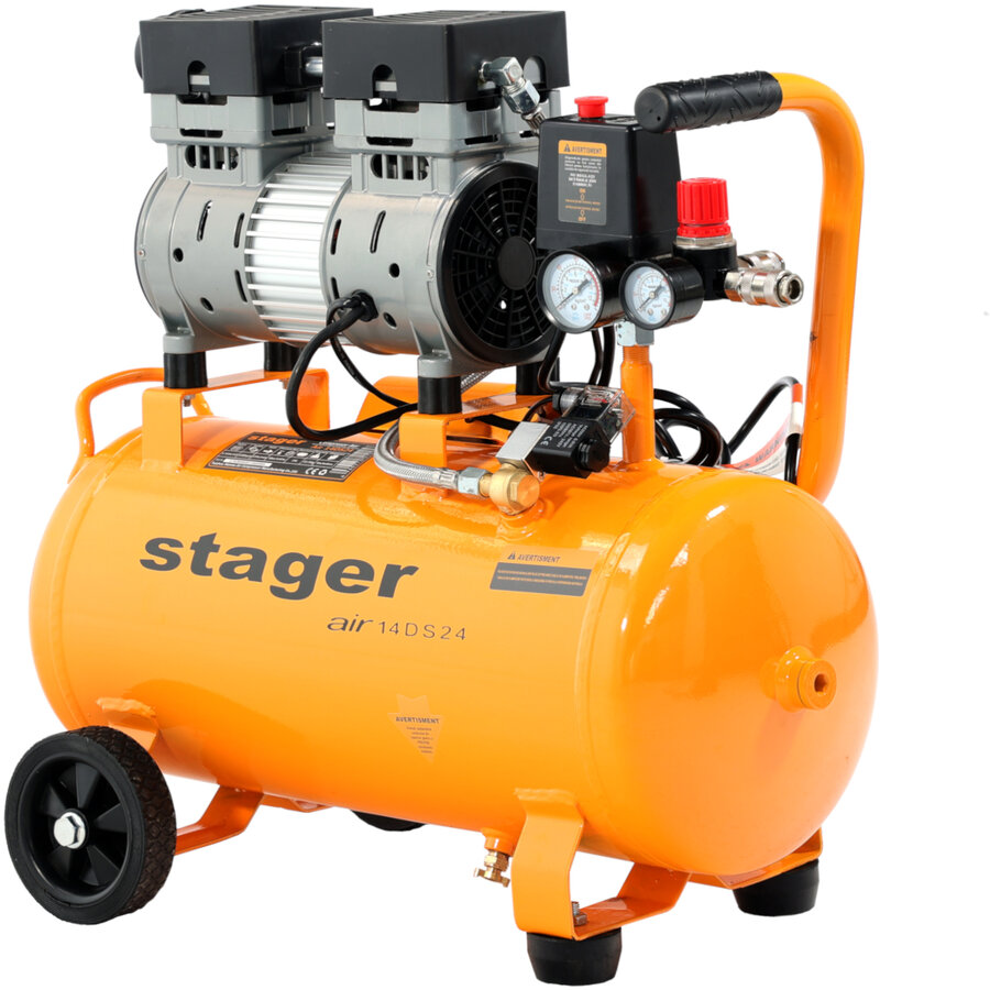 Oferte la Air 14DS24 compresor aer 24L 8bar 135 L/min monofazat angrenare directa, silentios