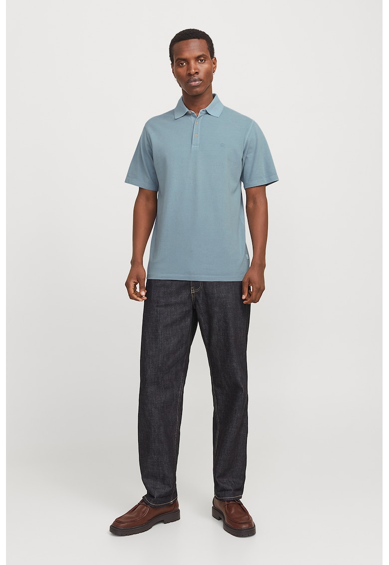 Tricou polo din material pique William - Albastru deschis