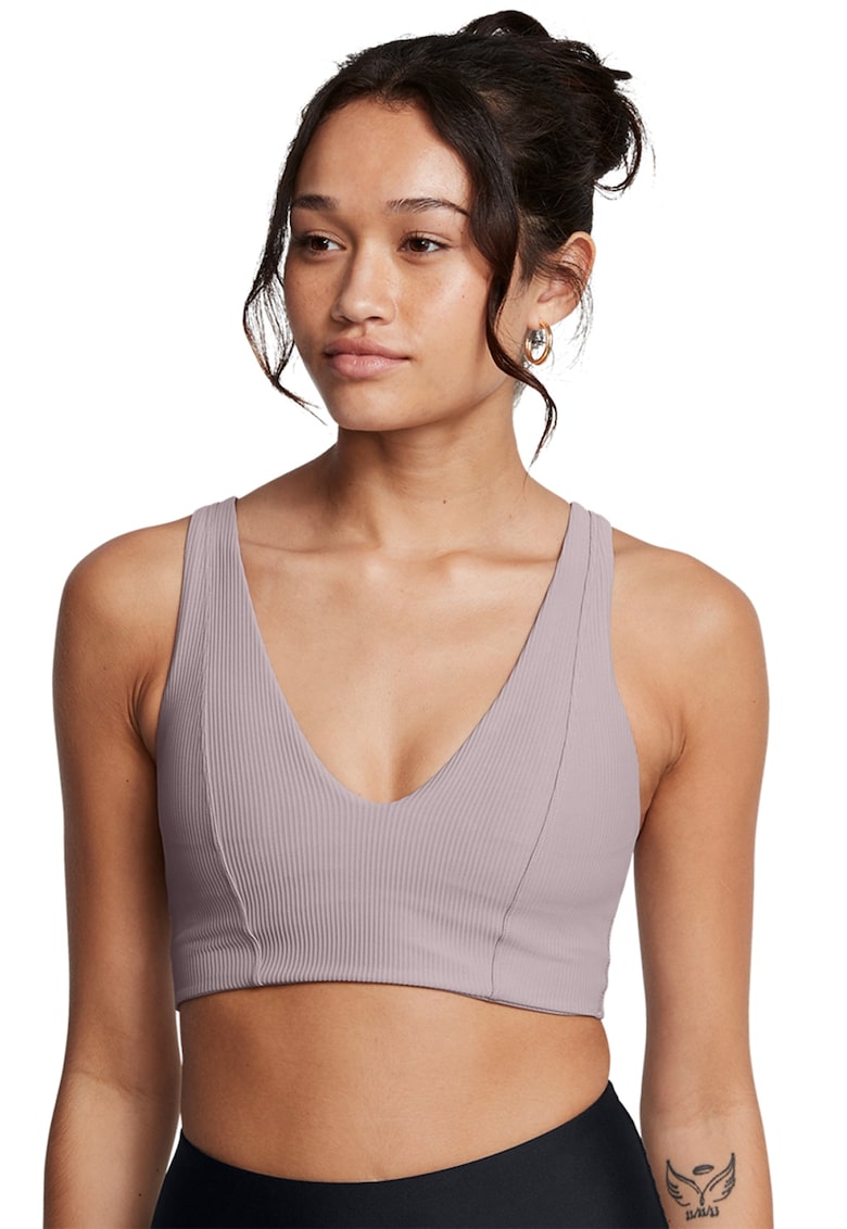 Bustiera striata pentru fitness Meridian - Violet prafuit