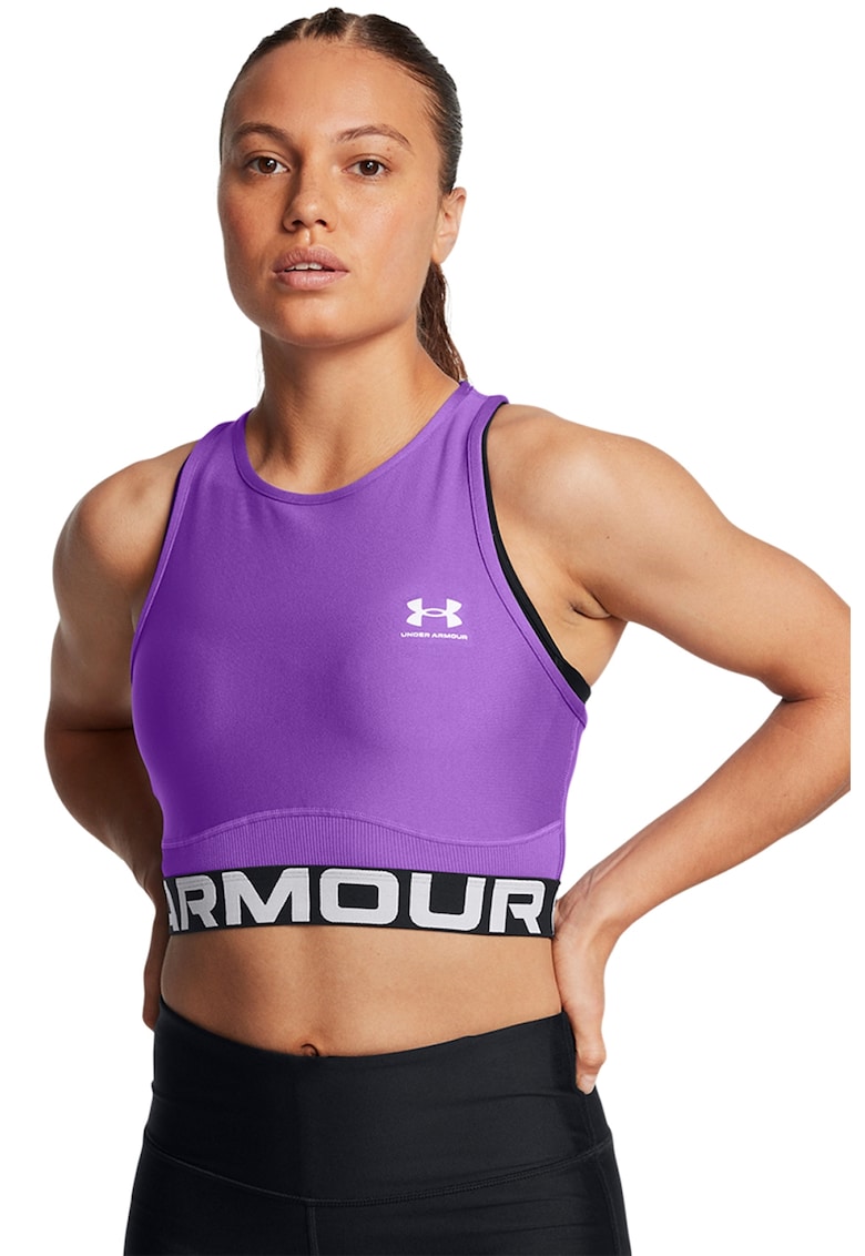 Top crop cu banda logo pentru fitness - Violet