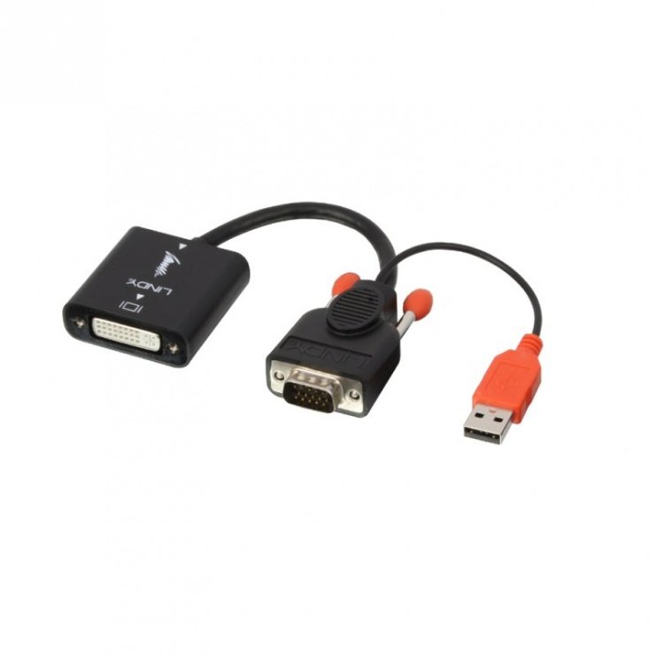 Oferte la Convertor VGA la DVI-D Dual Link T-M alimentare USB, Lindy